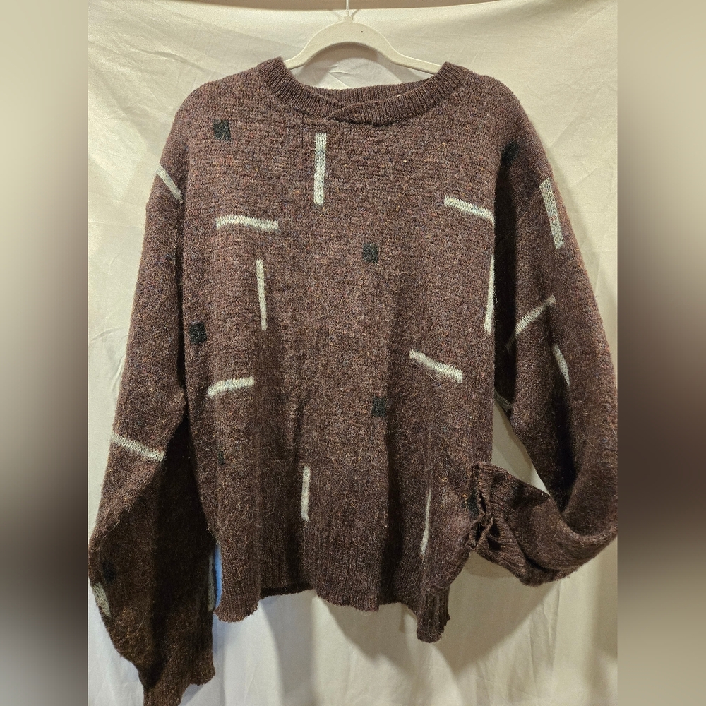 Vintage 80s Purple Patterned Sweater, Size L